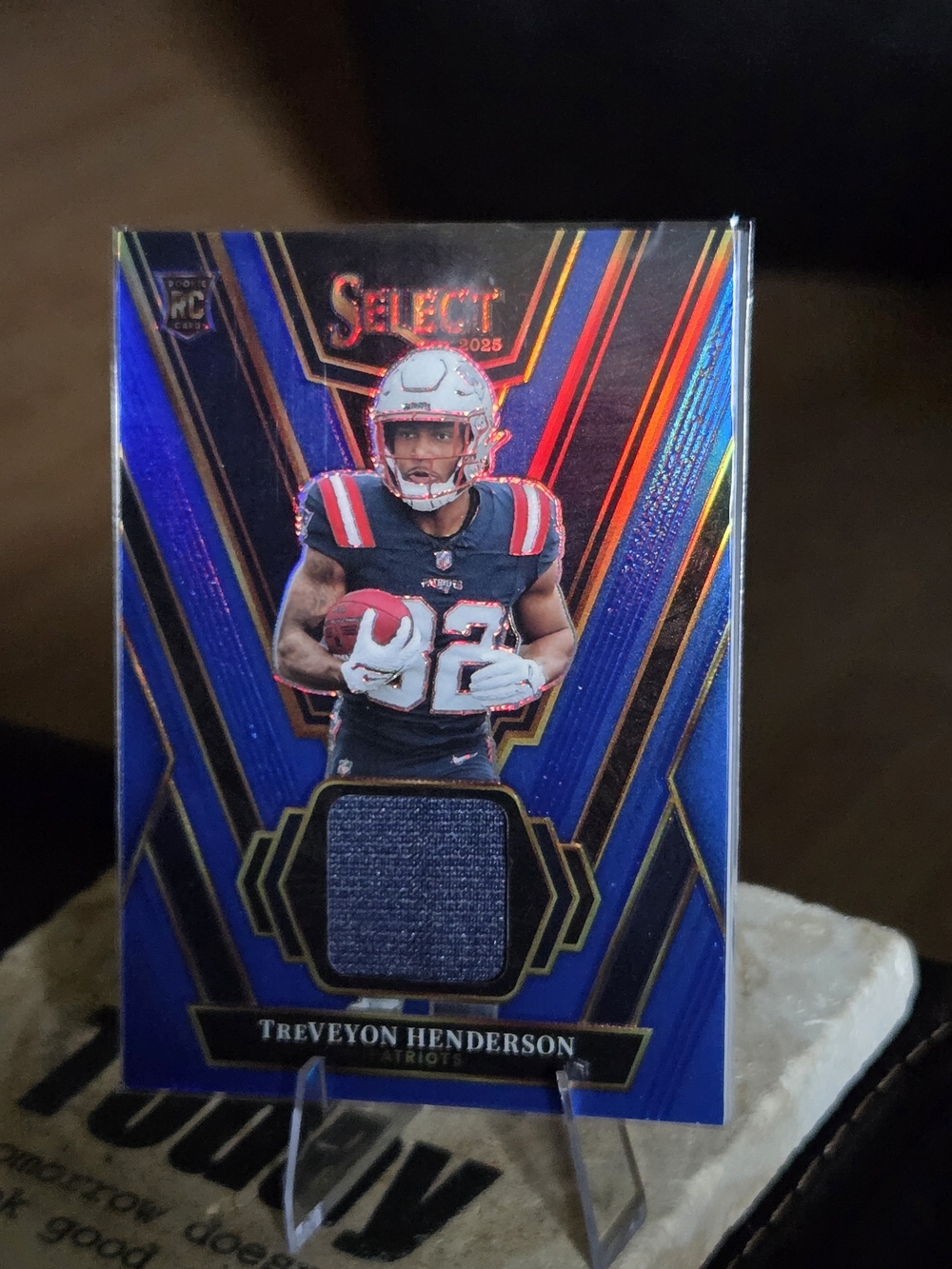 Panini Patriots Blue White Gold Treveyon Henderson Rookie Swatches Card